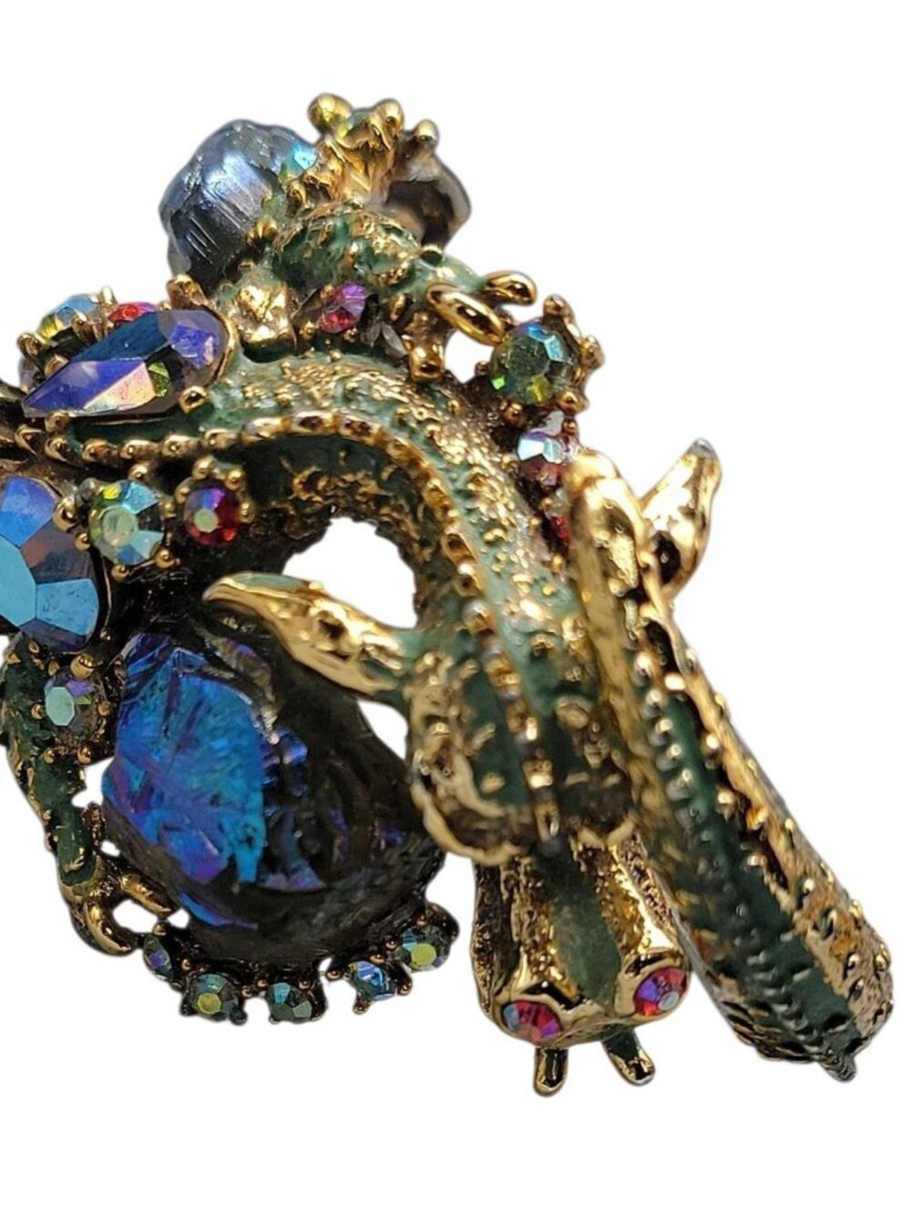 Vtg HAR Dragon Fantasy Lava Rock Demi-Parure 1959 Brooch Bracelet Earrings Set - Picture 11 of 16